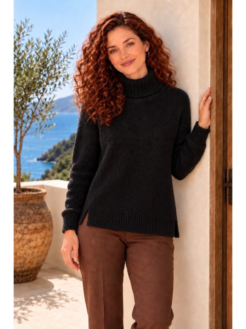 Vince Womens Black Wool-Cashmere Blend Turtleneck Sweater XS